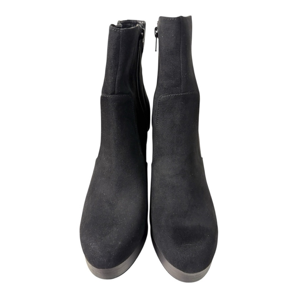Sun + Stone Patriceef Black Suede Platform High Heel Boots Size 10M